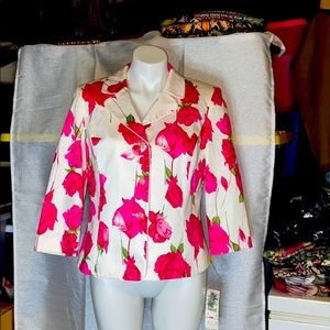 Tweed floral pattern blazer